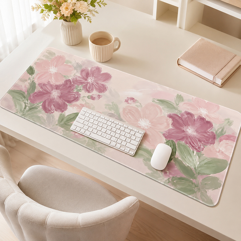 Desk Setup Pink - Tappetino per mouse XL HD rosa