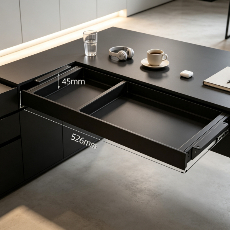 Desk Setup For Office - Vassoio portaoggetti estraibile premium da scrivania,